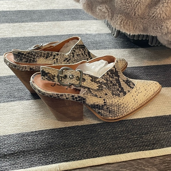 Free People Snakeskin Block Heel Slingback Mules - Picture 4 of 6